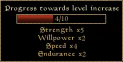 Screenshot of Morrowind's tracking skills progress