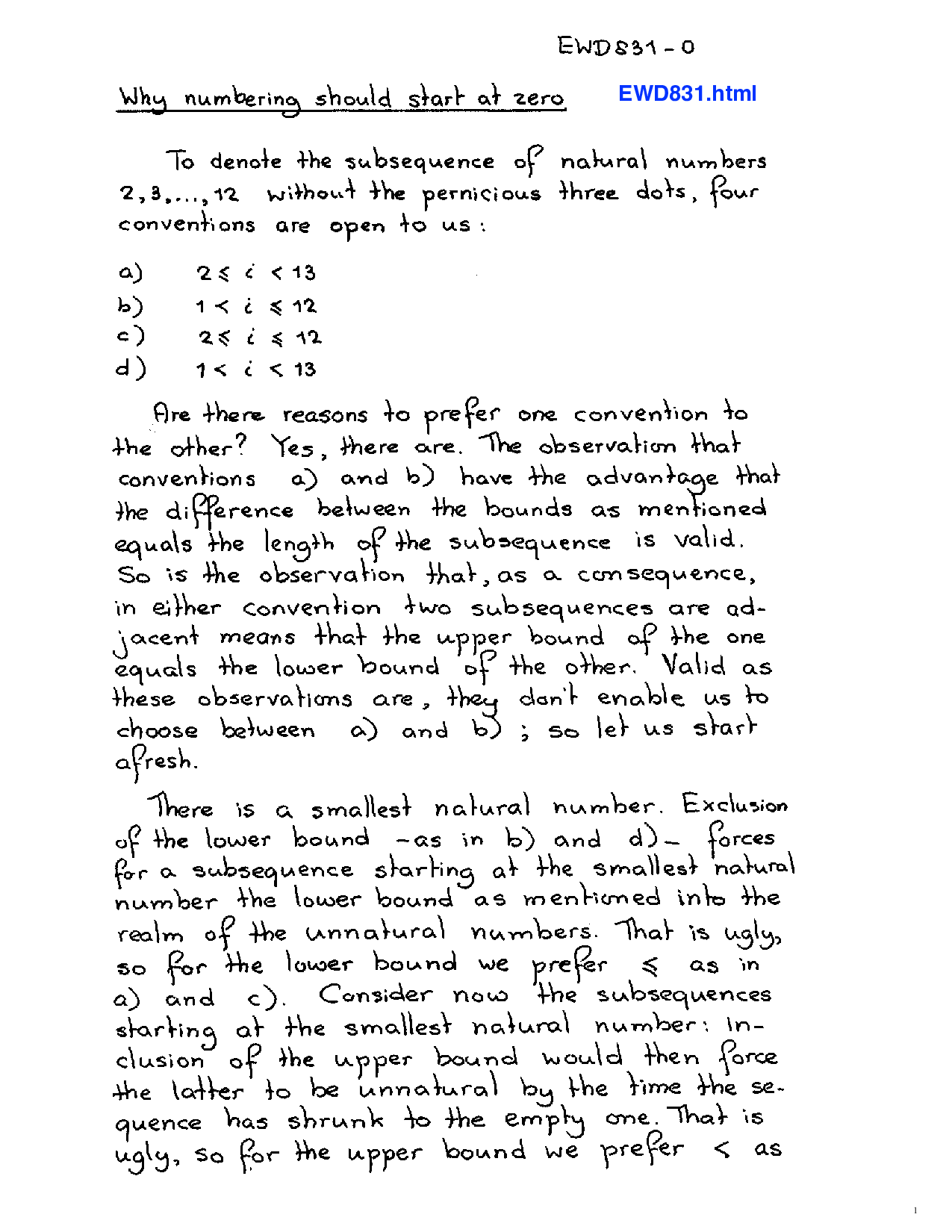 Screenshot of the first page of Dijkstra's note